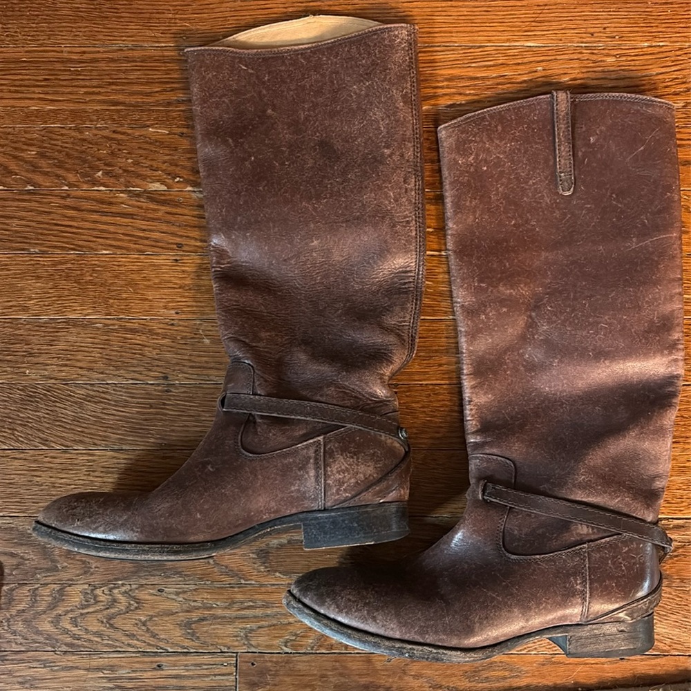 Frye Tall Brown Leather Boots Size 8.5